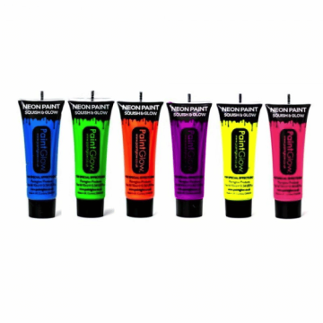 UV lichaamsverf 25 ml 6x verpakking neon