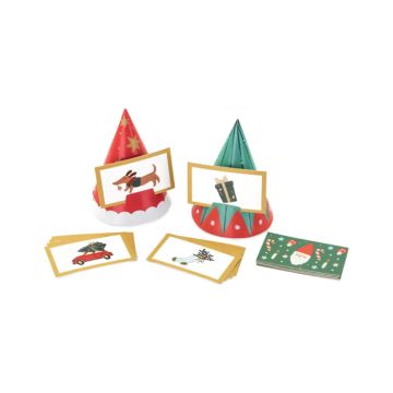 Kerstspel raadspel met 6 elfenhoeden