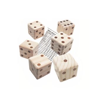 Groot yatzy-spel voor in de tuin incl. 6 dobbelstenen 7x7x7 cm en blocnote