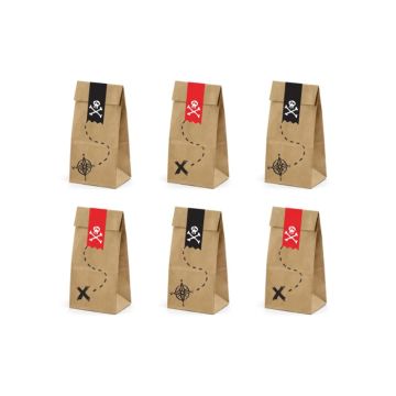 Piraat snoepzakjes 6x - 8x18x6cm