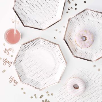 Borden met Rose Gold Dots 8x - 25 cm