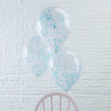 Blauwe Confetti Ballon 5x - 30 cm