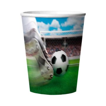 Voetbal kartonnen bekers 3D 4x - 266 ml
