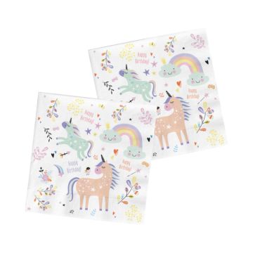 Servetten met eenhoornmotieven 20x - 33x33 cm