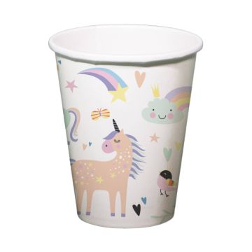Papieren bekers met eenhoornmotieven 6x - 250 ml