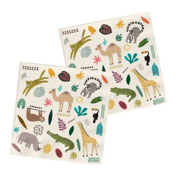 Servetten met zoo-motieven 20x - 33x33 cm