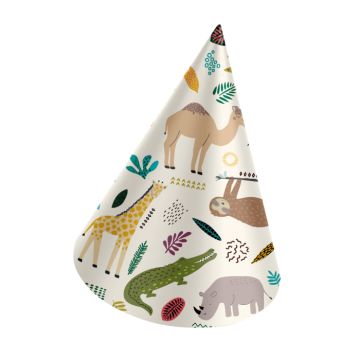 Feesthoedjes met zoo-motieven 6x - 16,5 cm