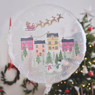 Kerst folieballon sneeuwbol 55 cm