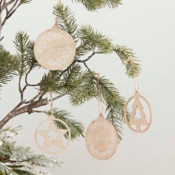 Hangende kerstboomdecoraties hout 4x - 9x8 cm