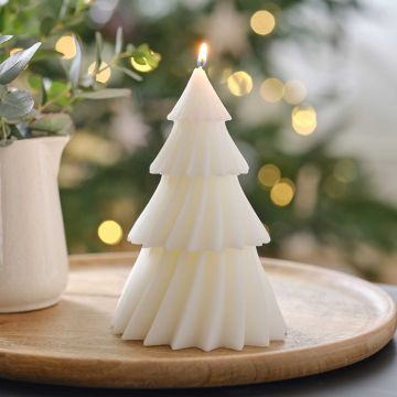 Kerstboom kaars wit 15x9 cm