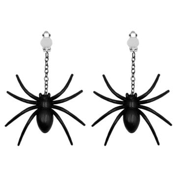 Halloween zwarte spin valse oorbellen - onesize