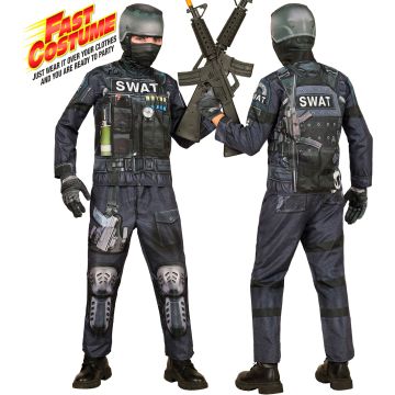 S.W.A.T. kostuum voor kinderen met bedrukking