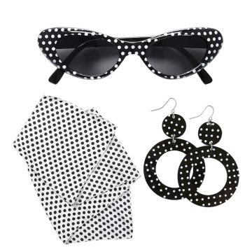 50's Vrouw accessoires zwart/wit - 4 delen