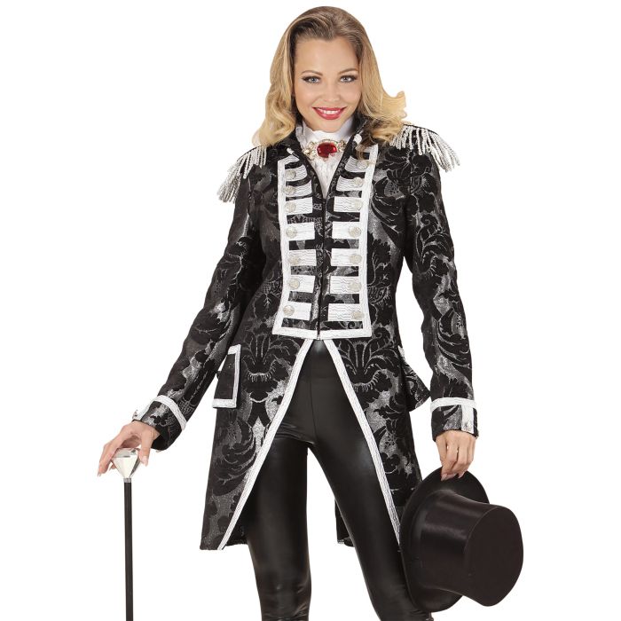 Zilveren jacquard feestjas voor dames