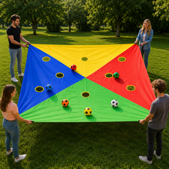 Werpspel voor teamactiviteiten met gaasstof 6x ballen