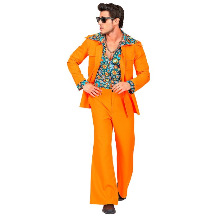 70's disco kostuum in oranje voor heren