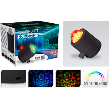 Noorderlicht projector met oplaadbare batterij 9x9x13 cm 