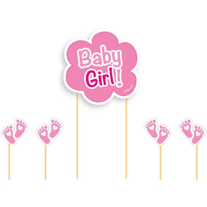 "Baby Girl" Taartdecoratie Roze 5x