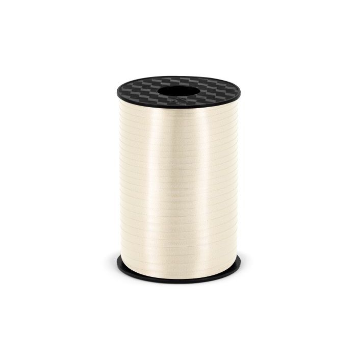 Crème wit plastic cadeauband - 5 mm x 225 m