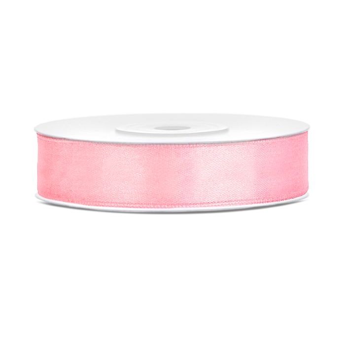 Roze satijnen lint - 12 mm x 25 m