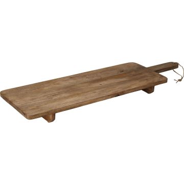 Serveerschaal van mangohout op 2 poten ca. 100 cm