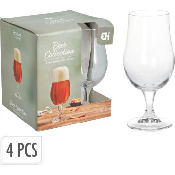 Bierglas op voet in helder glas, 4 stk., 37 cl