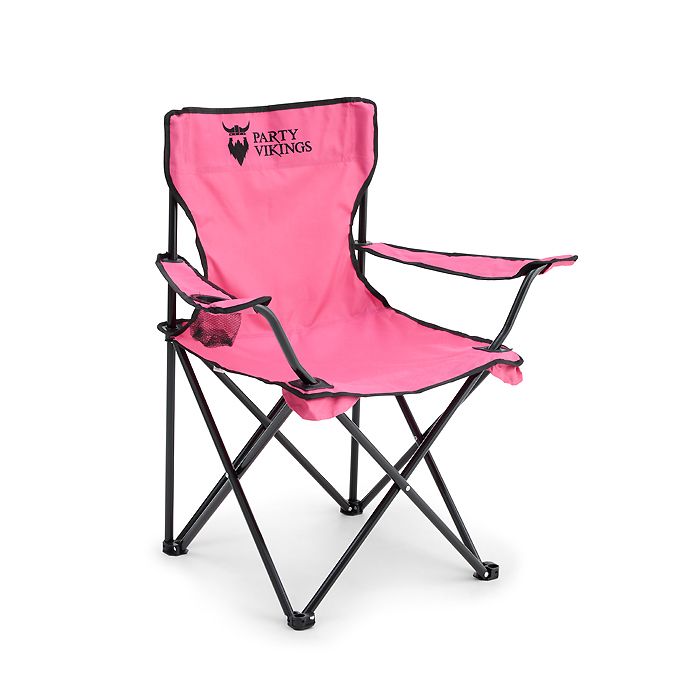 Festivalstoel roze incl. bekerhouder campingstoel