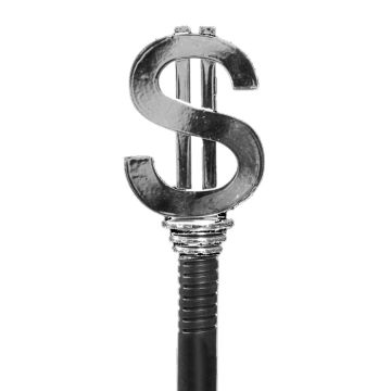 Zilveren dollar stok - 105 cm