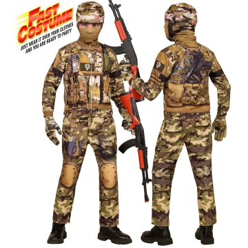 SOLDIER FAST KOSTUUM (jas, broek, handschoenen, masker) Camouflage
