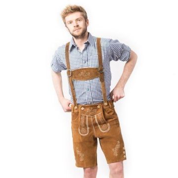 Lederhosen in Lichtbruin met patroon oktoberfest