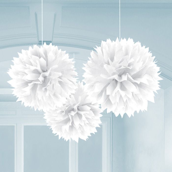 Pompons in Wit 3x - 40 cm