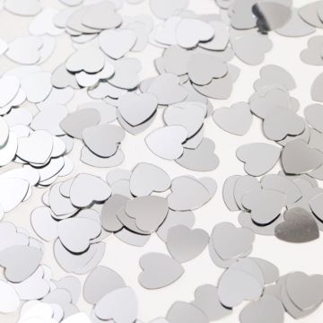 Zilverkleurige hart tafelconfetti - 14 g