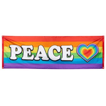 "Peace" regenboogkleurig banner - 74x220 cm