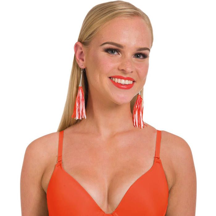 Oranje oorbellen met franjes