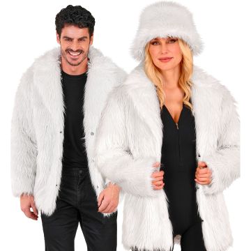 Witte bontjas voor winterfeest en nieuwjaar