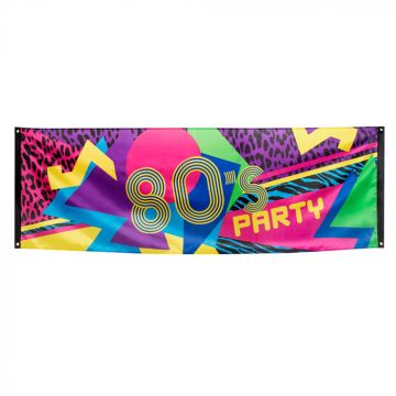 Kleurige jaren 80 banner - 74x220 cm