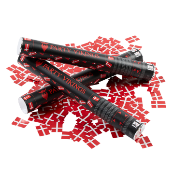 Rood, wit, Dannebro confettibuis 40 cm PartyVikings