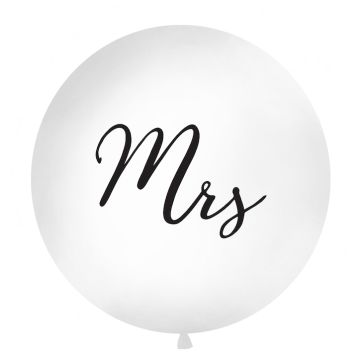 Grote Witte Mrs Ballon met Zwarte Schrift - 1 meter