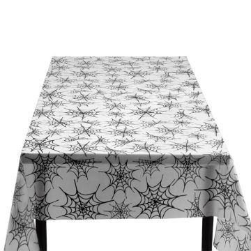 Halloween spinnenweb plastic tafelkleed - 135x275 cm