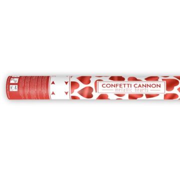Confettitube met harten rood 40 cm