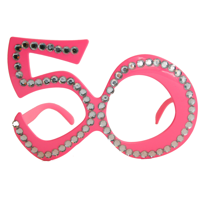50 jaar brillen roze met diamanten - onesize