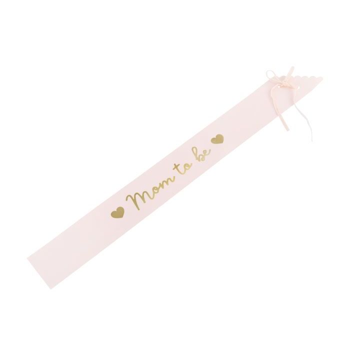 Roze Mom to Be babyshower papieren schuin lint - 75 cm
