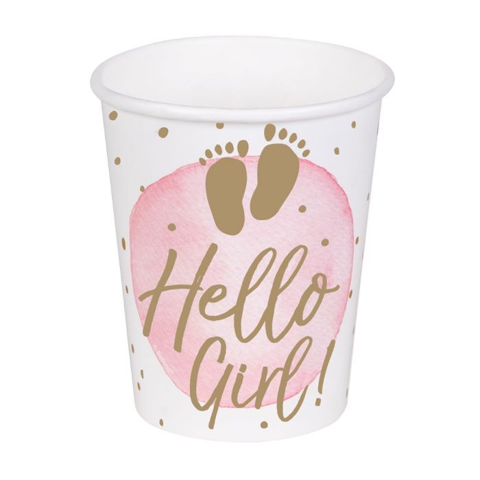 Witte en roze papieren beker met tekst voor meisjes 10x - 210 ml