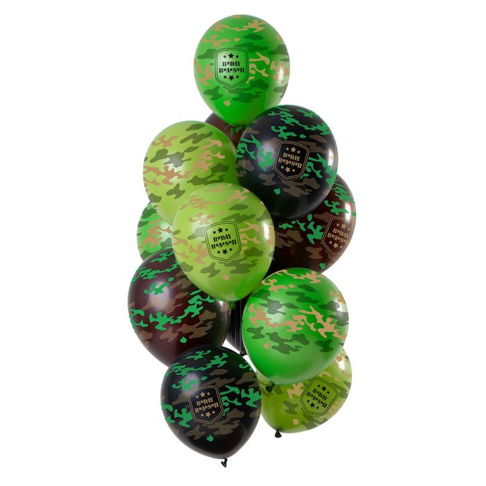 Camouflageballonnen "B*DAY" 12x - 33 cm