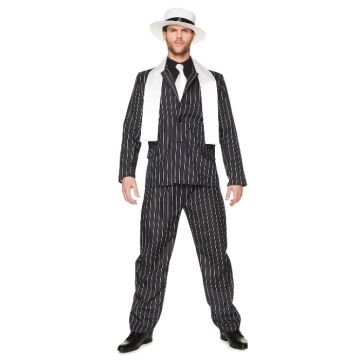 Retro zwarte gangster baas kostuum
