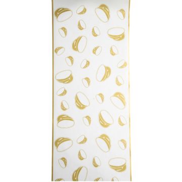 Tafelrunner wit en goud met studentenpet motieven 30 cm x 5 m