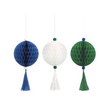 Honeycomb decoratieset met franjes 3x 