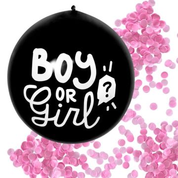 Gender reveal ballon meisje met roze confetti gevuld - Ø 60 cm