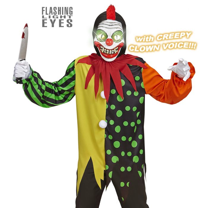 Griezelclown kostuum met lichtgevende masker