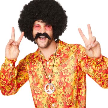 Hippie shirt geel met bloemen voor mannen